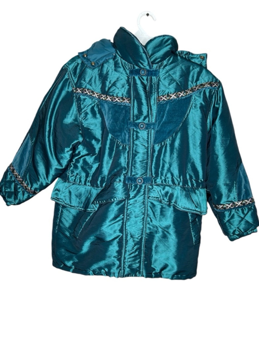 Vintage 80s 90s 1990s Teal Puffer Jacket boho bohemian